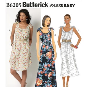 Uncut Butterick Sewing Pattern B6205 6205 Misses' Shoulder-tie Dresses ...