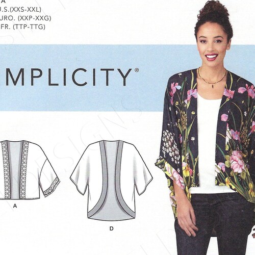 Simplicity 9124 Kimono Cardigan Sewing Pattern XXS-XXL S9124 - Etsy