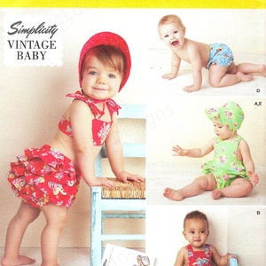 Uncut Simplicity Sewing Pattern 1600 Sewing Pattern, Baby Girls&#39; Babies&#39; Vintage Romper Set & Bonnets, Size: XXS -XS -S -M -L FF