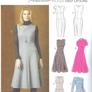 Uncut vogue sewing pattern 9025 Easy Options Misses and Petite Princess Seam Flared Slim Dress Jumper Size 6-14 14-22   FF