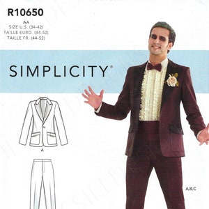 Uncut simplicity sewing pattern Costume Pattern 10650 9170 TUXEDO jacket PANTS & Shirt Men's Sizes 34-42 44 46 48 50 52 FF
