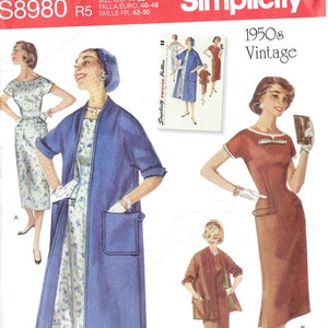 Uncut Simplicity Sewing Pattern 8980 Misses&#39; Vintage Dresses and Lined Coats. 6 - 14 or 14 - 22  FF