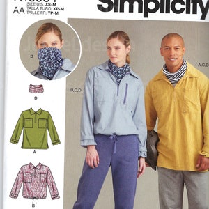 Uncut Simplicity Sewing Pattern 10984 9278 Unisex Tops In Two Lengths, Pants & Neckpiece size XS-M l-xxl FF
