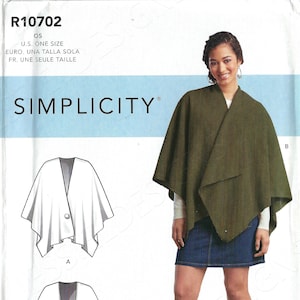 Uncut Simplicity Sewing Pattern 10702 Misses PONCHO WRAPS One Size FF ...