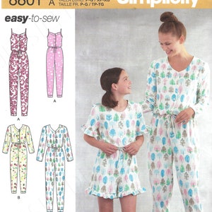 Uncut Simplicity sewing Pattern 11055 8801 girls and misses knit jumpsuit, romper with Bodus variations, size s-l xs-xl  10007  FF