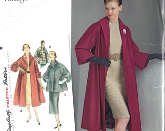 Uncut Simplicity Sewing Pattern 10147 8509 Misses' Vintage 1950s Coat or Jacket  size 6-14 14-22 FF