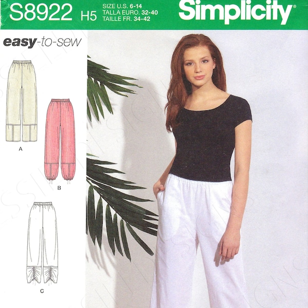 Uncut Simplicity Sewing Pattern 8922 Pants with Pockets, Summer Pants, Cargo Shorts Bermuda Shorts, Joggers, Capri size 6-14 14-22  FF