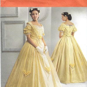 Patrón de costura Simplicidad sin cortar 2881 Tallas 8, 10, 12, 14 16-24 Boda, fiesta, festival, feria, vestido de recreación de la guerra civil FF