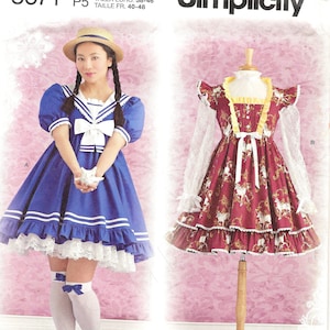 Uncut Simplicity Sewing Pattern 8671 Lolita Cosplay Dress Pattern for Adults Sizes 4-12  12-20 FF