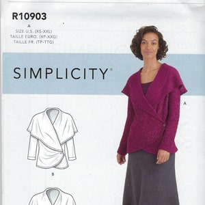 Simplicity R10903 Uncut Simplicity Sewing Pattern 10903 9189 Misses' Knit Wrap Jacket ...