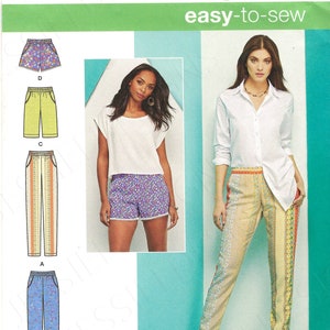 Uncut Simplicity Sewing Pattern 844 1165 Pants Shorts Slim Pull on Slacks Jams Bermudas Women's Size 6 8 10 12 14 14-22 FF