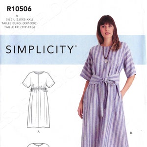 Uncut Simplicity Sewing Pattern 10506 9101 Pullover Dress Sewing Pattern~Side Pockets Sizes XXS-XXL FF