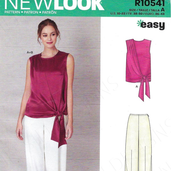 Uncut New Look sewing pattern 10541 6662/R10541 Misses' Drape Top & Wide Leg Pants Misses Sz 10-22 FF