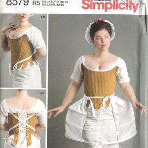 Patron de couture simplicité non coupé 8579 Costume du 18e siècle restes corset taille adulte 4-12 14-22 FF