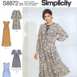 Uncut Simplicity 10115 S8872 8872  Sewing Pattern Misses Pullover Dress in Three Lengths with Sleeve Variations sz 4-12 12-20 FF