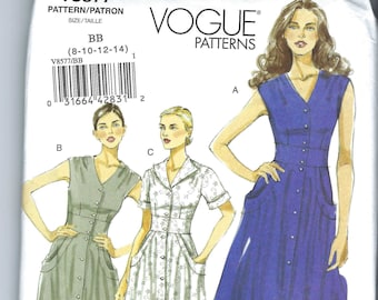 Vogue Sewing Pattern for Womens Dress, Shirt Dress Pattern, Button