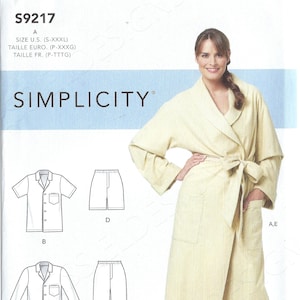 Uncut simplicity sewing pattern 10892 9217 women&#39;s and mens robe and pajamas size s-xxxl FF