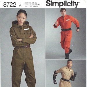 Uncut Simplicity Sewing Pattern 11597 11149 8722 Flight Coveralls Jumpsuit Costume Unisex Size XS-XL FF