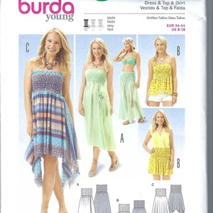 Uncut Burda Style sewing Pattern 6651 Misses Plus Easy to Sew Dress Skirt Tunic Top Pattern Sizes 8-18 FF