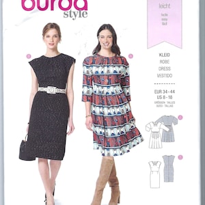 Uncut Burda sewing Pattern 6288 Dresses have Gathers at Neckline with Band, Skirt and Sleeve  size 8-18 FF