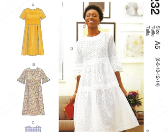 Uncut Mccalls sewing pattern 10232 7948 Misses Comfortable DRESS US Size 6-14 14-22 Factory Folded