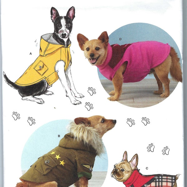 Modello di cucito Uncut Simplicity 8861 Cappotti per cani taglia S-L FF