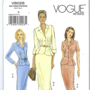 Uncut vogue sewing pattern 8026 Peplum top with skirt sewing pattern, size 8-10-12 14-16-18 FF