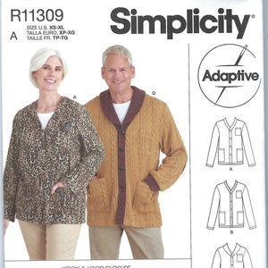 Uncut  simplicity sewing pattern 11309 9488 Unisex Adaptive Cardigan  size xs-xl FF