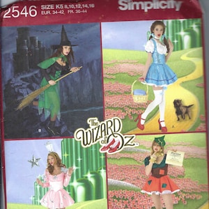 Unbeschnittenes SIMPLICITY-Schnittmuster-Zauberer von Oz-Damenkostüm-Schnittmuster, Einfachheit 2546, Dorothy, Hexe, Vogelscheuche, Größe 20-40