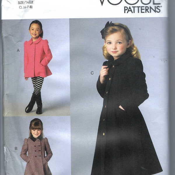 Uncut vogue sewing pattern 1856 Kid’s Fashion size 2-3-4-5 6-7-8 FF