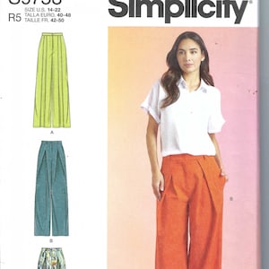 Uncut Simplicity sewing Pattern Womens Pants, Wide Leg Pants, High Waisted Pants, Simplicity 9753 11775, Size 4-12 14-22 FF