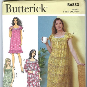 uncut Butterick Sewing Pattern 6883 Misses Nightgown Housedress MuMu Pajamas sizes XS-M or L-XXL FF