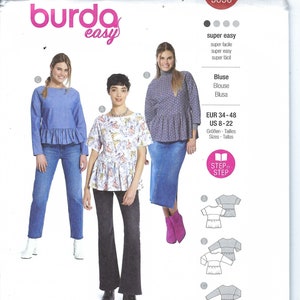 Uncut burda sewing pattern  Misses&#39; Blouse Burda Style Sewing Pattern 5856 size 8-22  FF