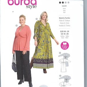 Uncut burda sewing pattern  Misses&#39; Dress & Tunic Top Burda Style Sewing Pattern 5864 size 18-28  FF