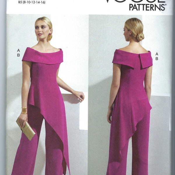Uncut vogue sewing pattern 11319 1869 - Tom and Linda Platt Top and Pants  Off-the-Shoulder Top Asymmetric Hem  Pants size  8-16 16-24 FF