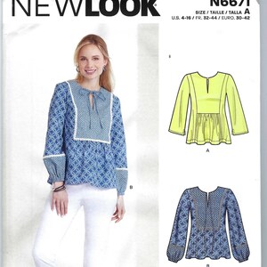Uncut New Look Sewing Pattern 6671 - Loose-fitting Top with Sleeve Variations - Size 4 - 16 FF