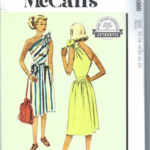 UNCUT Mccalls Sewing pattern 8380 Sewing Pattern Misses Vintage 40 Reproduction One Shoulder Dress with Bow Detail sz 6-14 or 16-24 FF