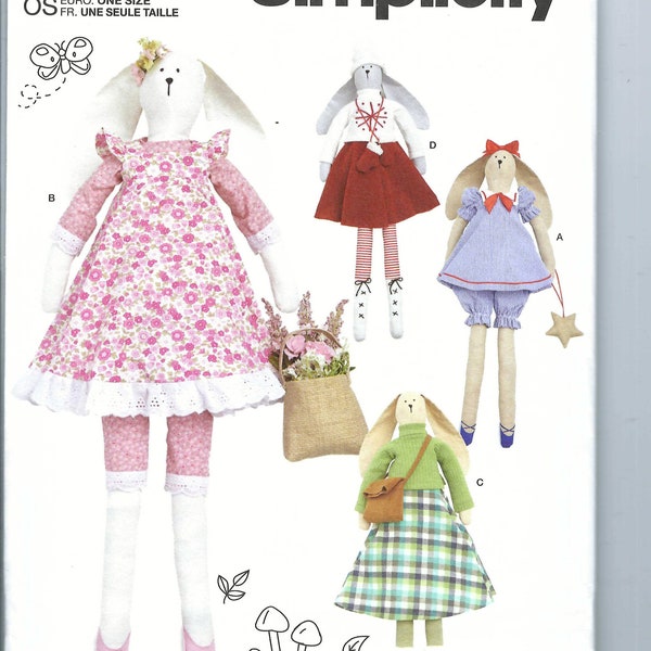 Uncut Simplicity sewing Pattern 12011 Slender Plush Bunny and Clothes 9905 Stuffed Toy FF