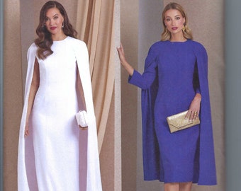 Patrón de costura de moda sin cortar 12001 1982 PATRÓN DE COSTURA Vestidos de capa forrados para señoritas Tallas 8-16 o 18-26 FF