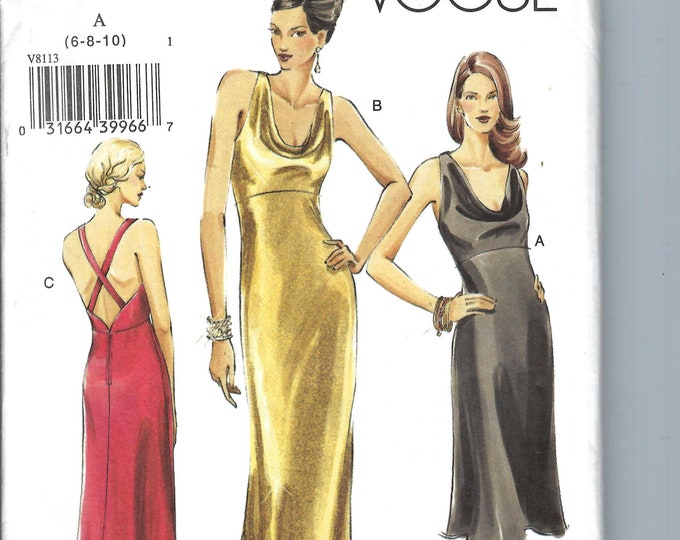Uncut Vogue Sewing Pattern 8113 Long and Short Evening Gown Dress — free download