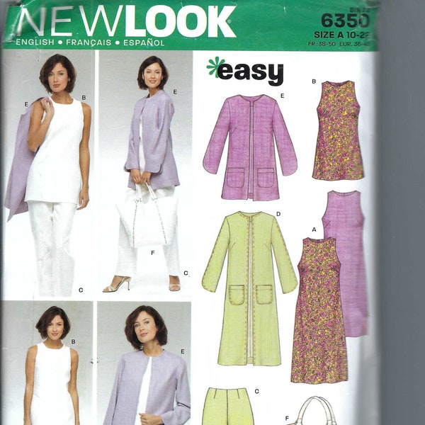 Uncut New Look Sewing Pattern Misses Dress, Tunic, Top, Jacket and Pants Pattern, New Look 6350 size 10-22  FF