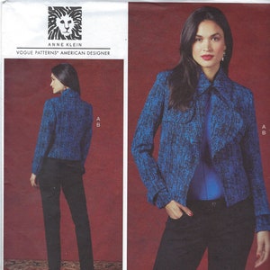 Nieobcięty wykrój krawiecki Vogue 1597 Anne Klein ~ Marynarka i dopasowane spodnie Misses ~ Marynarka półdopasowana, podszewka, ~ Rozmiar Misses 6-14 lub 14-22 FF