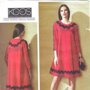 Uncut vogue sewing pattern 1553 Misses' Knit Swing Dress with Decorative Trims one size FF
