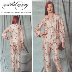 Uncut vogue sewing pattern 1523 Misses Bishop Sleeve Jumpsuit and Belt size 6-14 14-16-18-20-22 FF