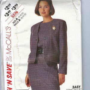 Uncut vintage mccall&#39;s Schnittmuster 5576 Einfache Boxy Jacke Etuikleid Power Suit Größe 8-12 FF