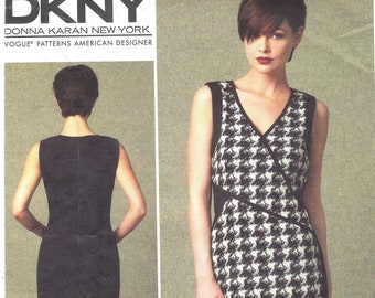 Patrón de costura sin cortar de Vogue 1407 Donna Karan DKNY Vogue Diseñador americano vestido forrado ajustado Talla 6-14 14– 22 FF