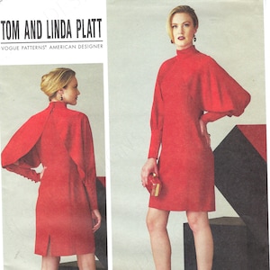 Uncut vogue sewing pattern 1565 Misses&#39; High Neck Dress with Full Sleeves Size 6-14 14-22 FF