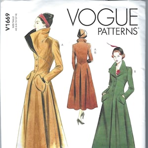 Uncut vogue sewing pattern 1669 Misses’ Outwear, Lined Coat has Fitted-Bodice, Sizes, 6-8-10-12-14 14-22 FF
