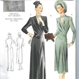 Uncut vogue sewing pattern  2354 - 40s evening gown, 1947 design - size 10 12 FF