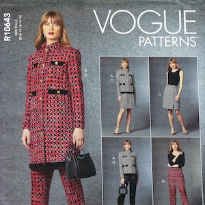 Uncut vogue sewing pattern 10643 1717/R10643 Misses&#39; Semi-Fitted, Lined Jacket, Skirt Pants  Sz 8-16 or 16-24 FF